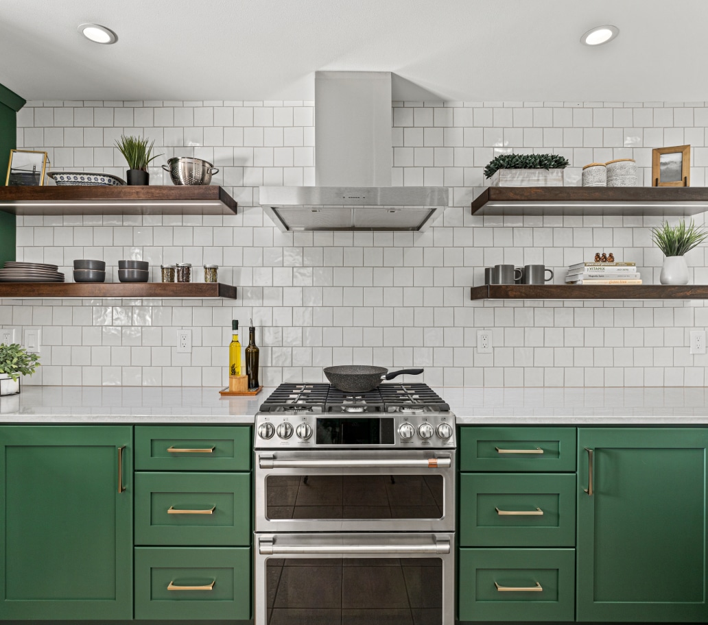 green-themed kitchen remodel